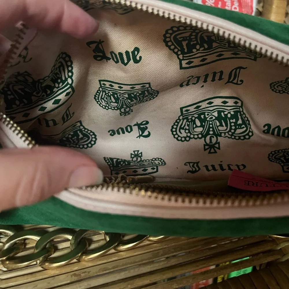 Y2K Vintage Juicy Couture Green Velour Barrel Bag - Picture 8 of 13